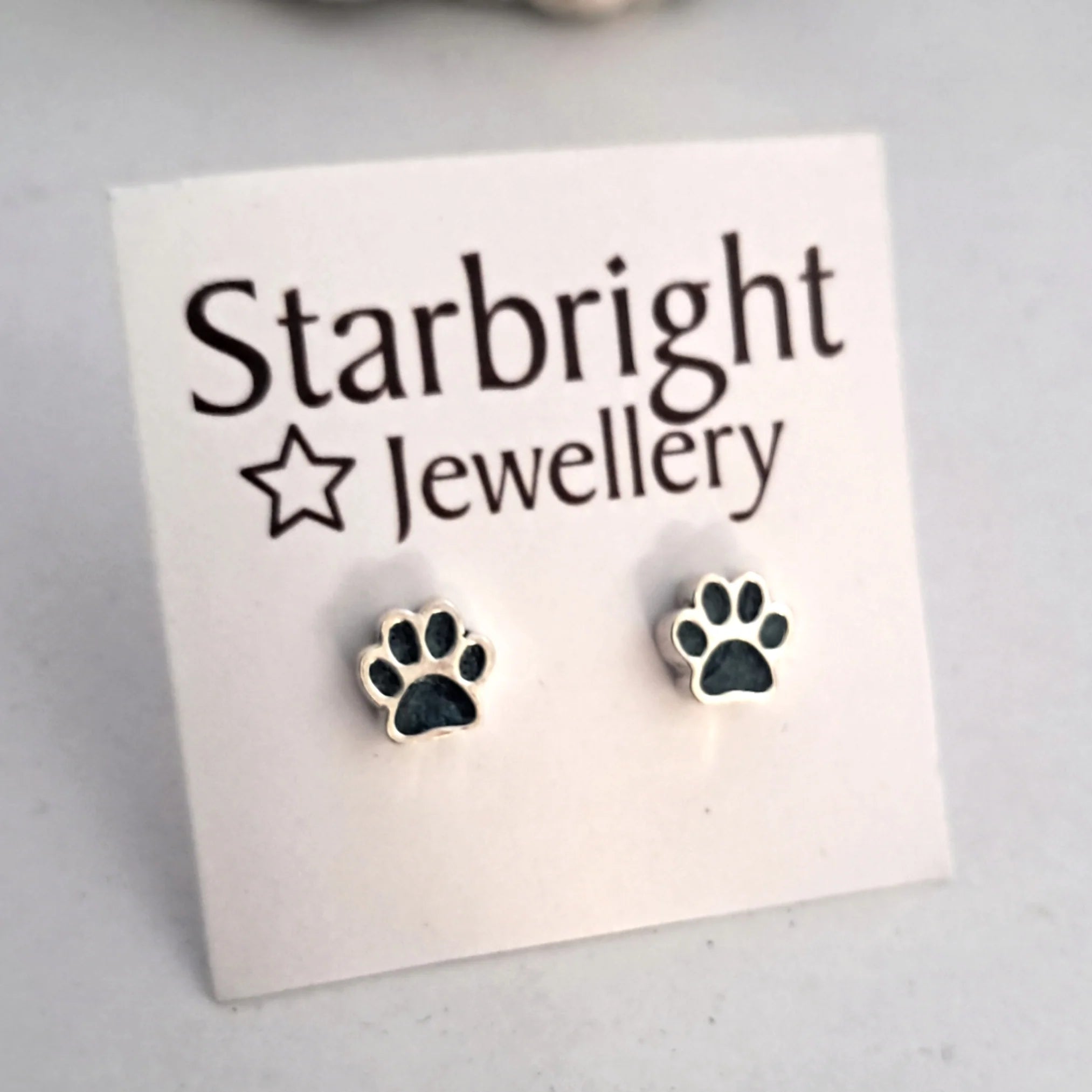 Pawprint Sterling Silver and Resin Stud Earrings