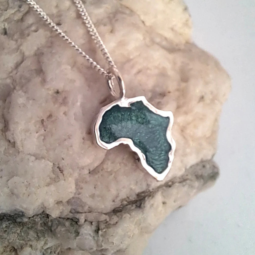 Sterling Silver and Resin Africa Pendant