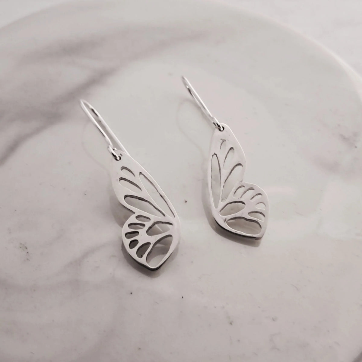 Sterling Silver Butterfly Wings Dangle Earrings