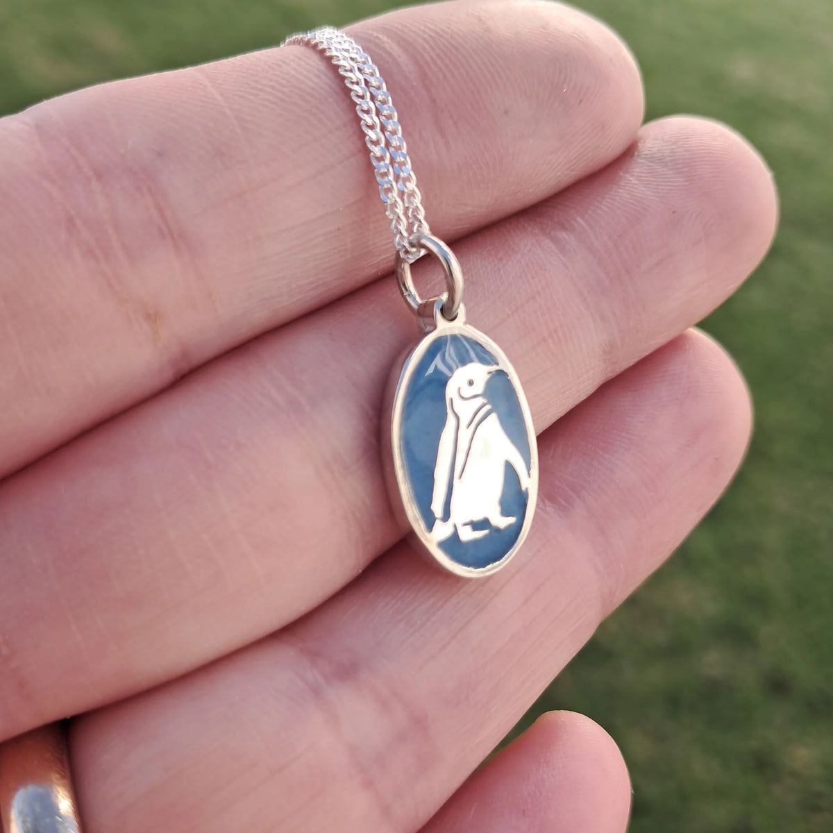 Sterling Silver and Resin Penguin Pendant