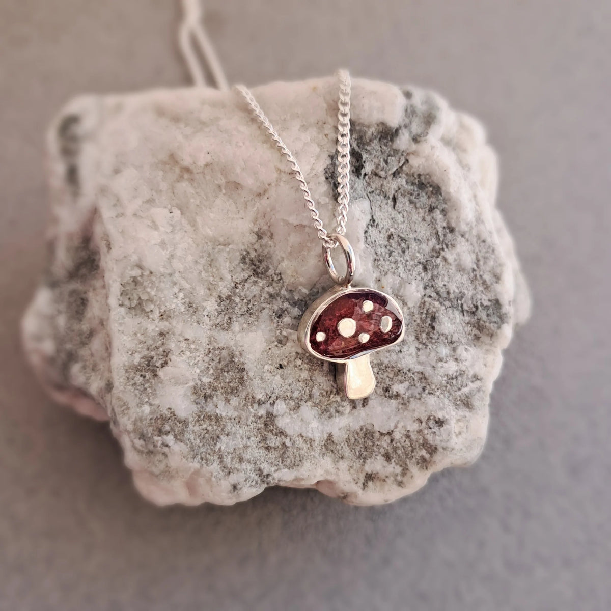 Sterling Silver and Resin Mushroom Pendant