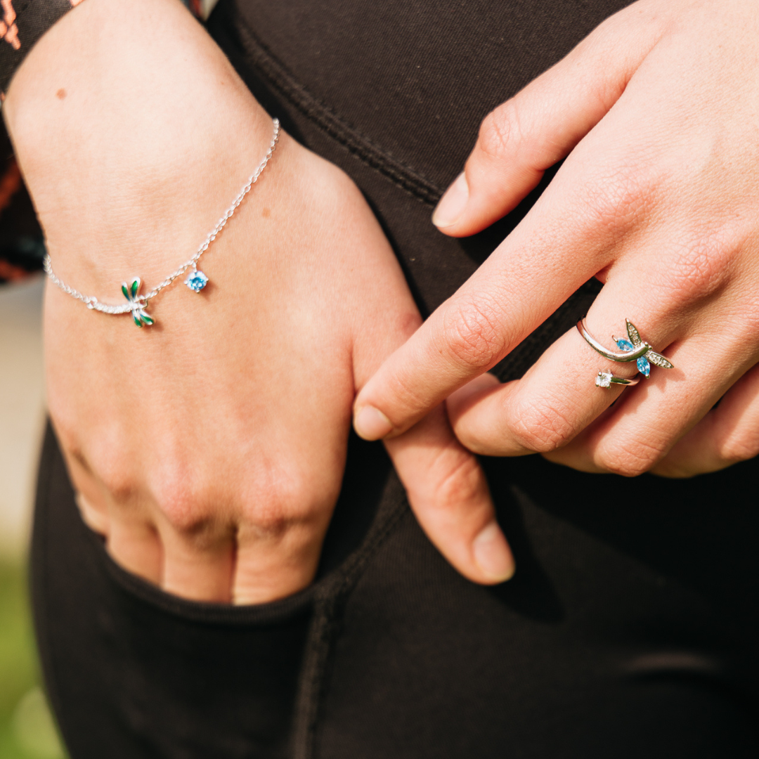 Sterling Silver Dragonfly Adjustable Ring