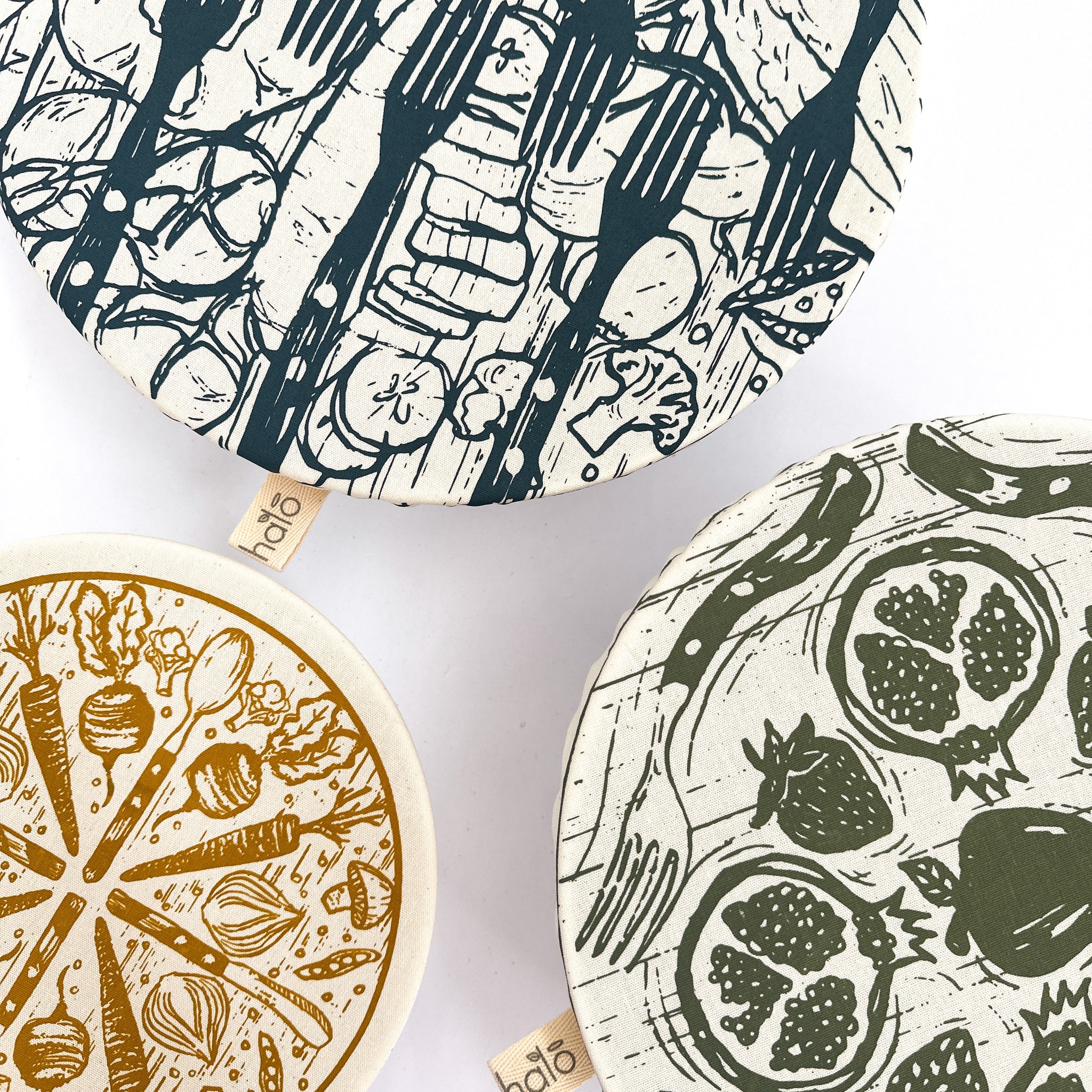 Halo "Farm to Table" Cotton Dish Covers (Large Set of 3)