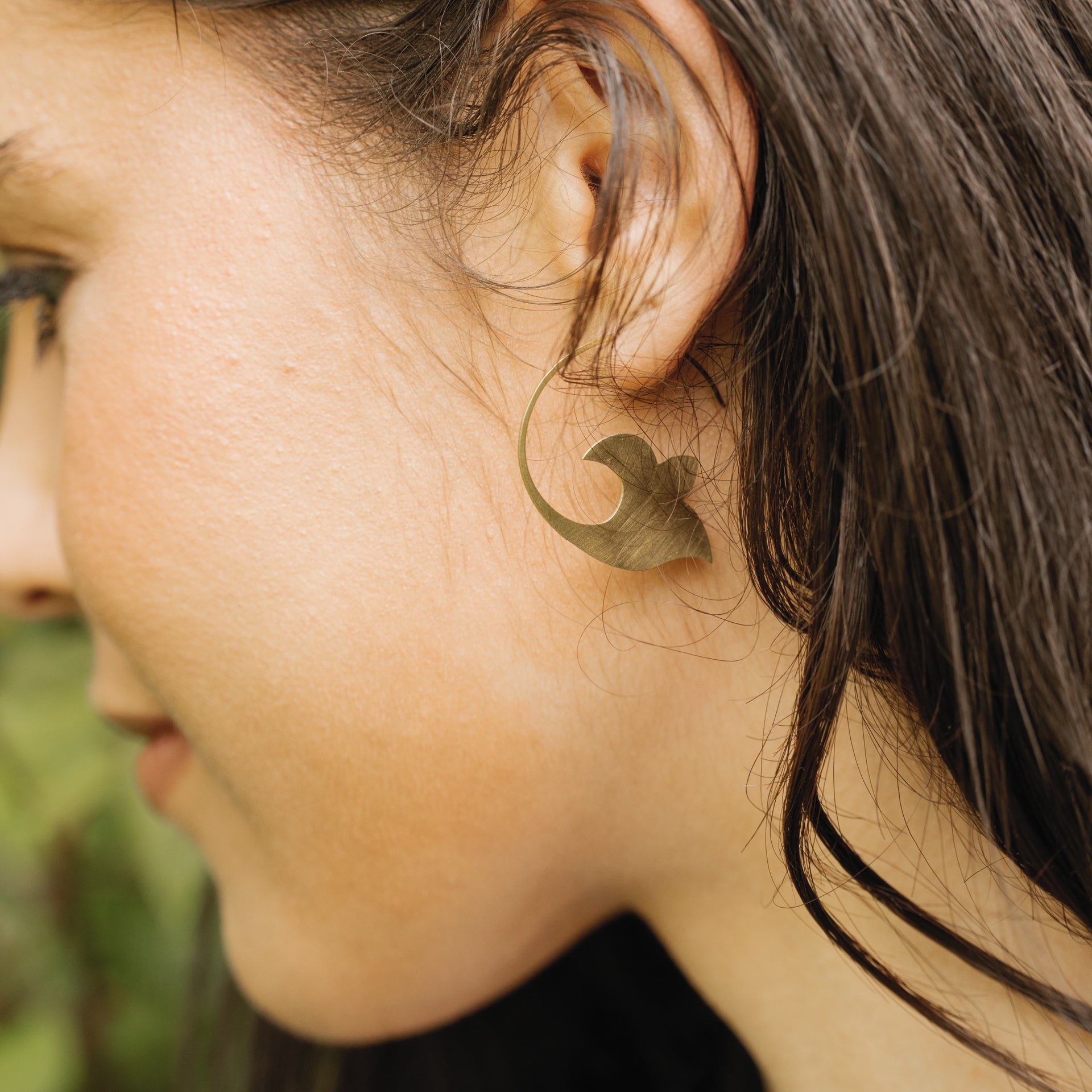 Flower Side Silhouette Earrings (brass or stainless steel)