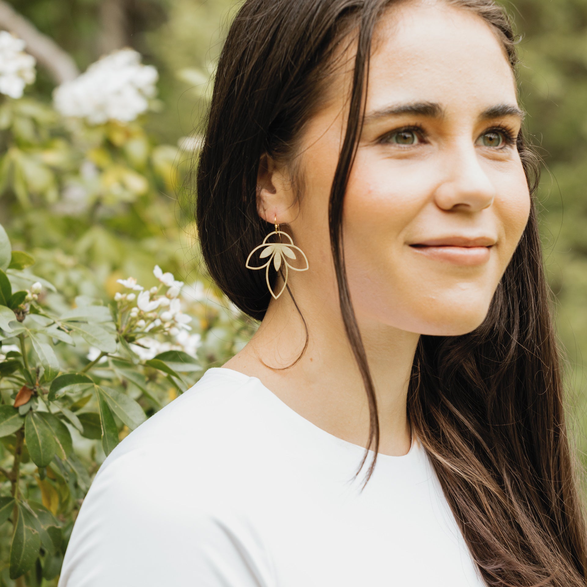 Dahlia Drop Earrings (brass or stainless steel)