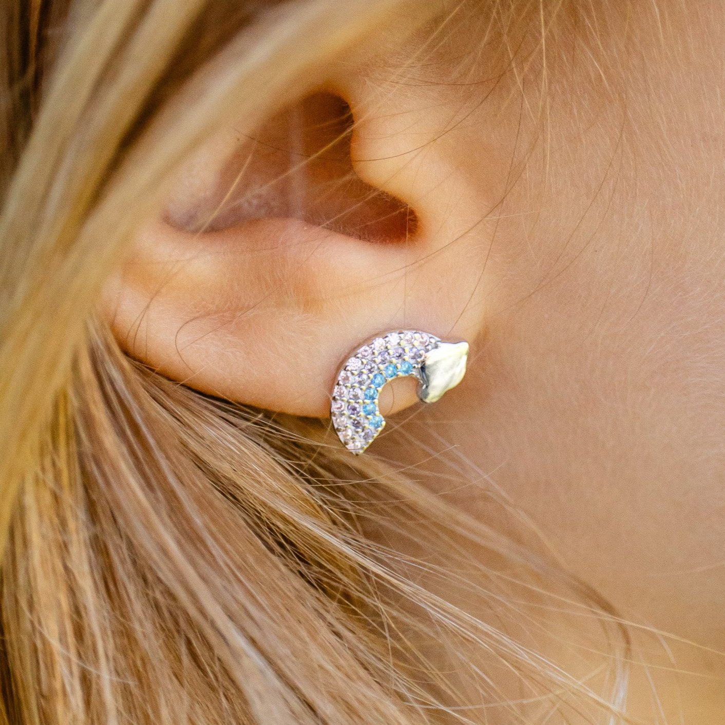 Sterling Silver Kids' Rainbow Studs