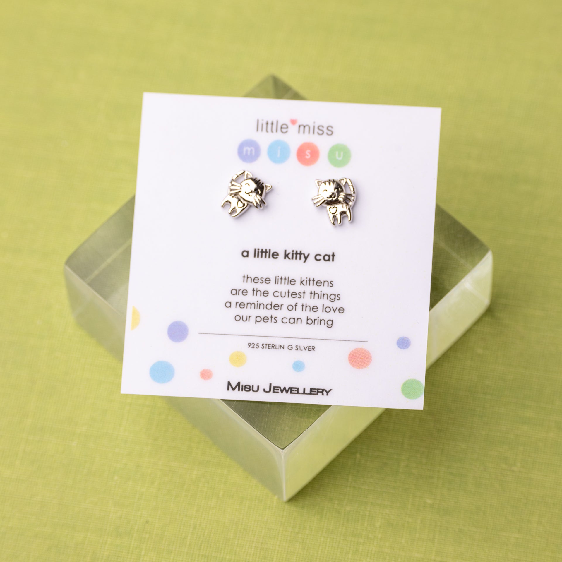 Sterling Silver Kids' Kitty Studs