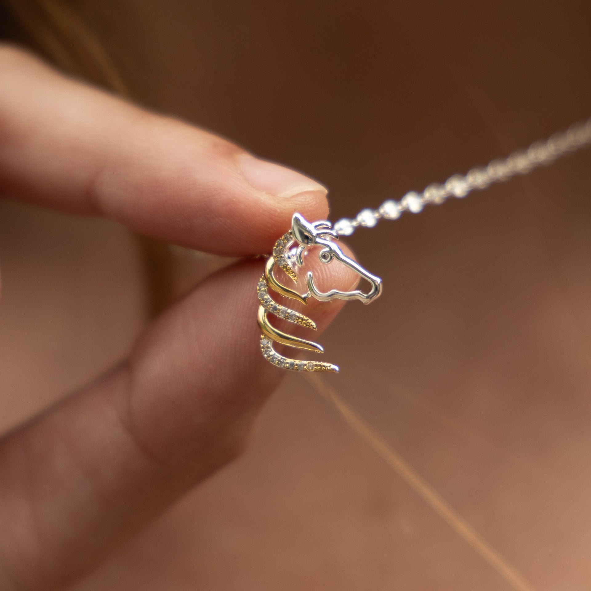 Silver & Gold Horse Head Necklace