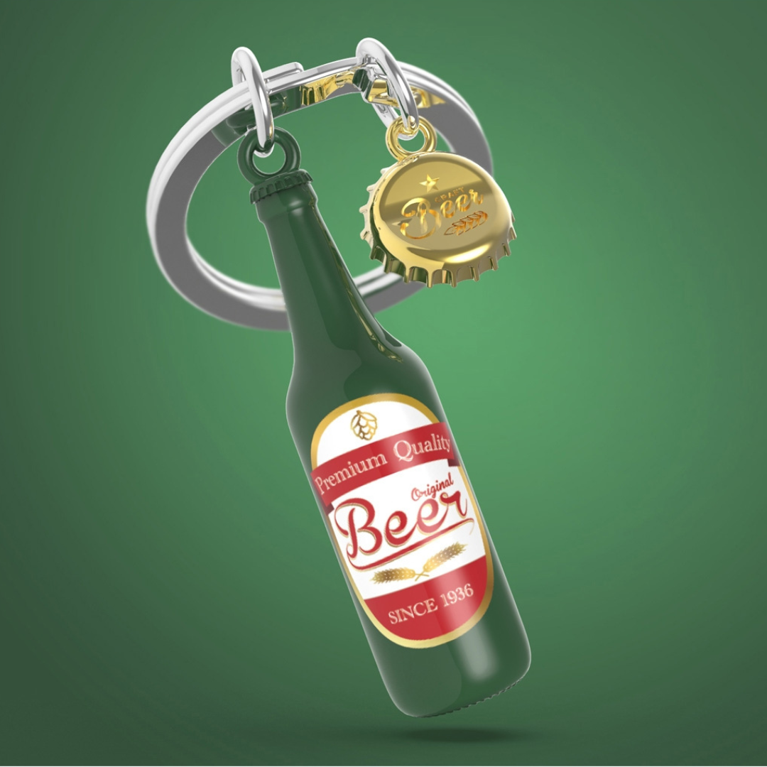 Beer Bottle 3D Premium Keyring