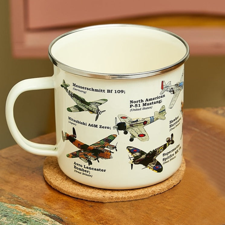 Enamel Mug with Aeroplane Design