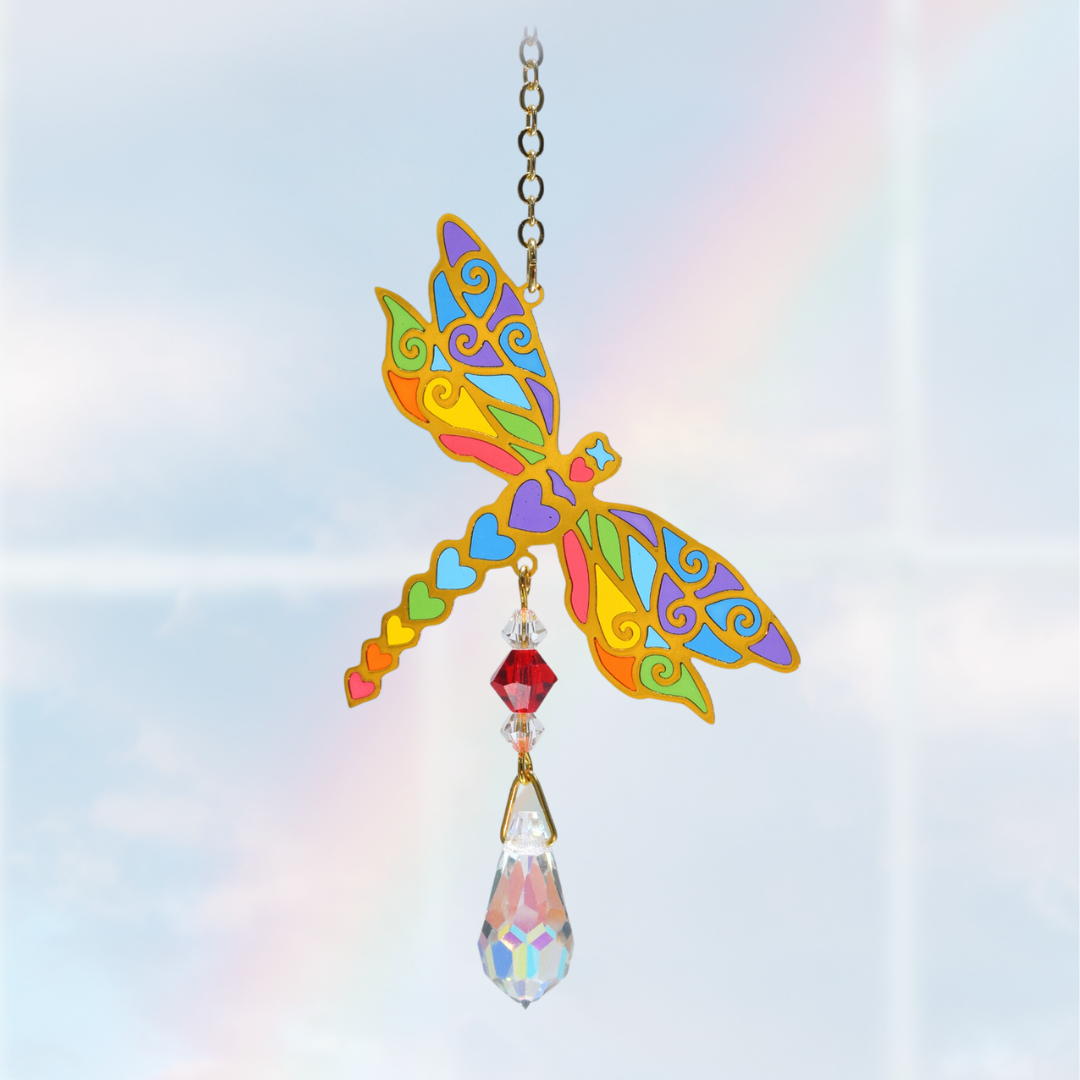 Crystal Dreams Dragonfly Suncatcher (assorted colours)