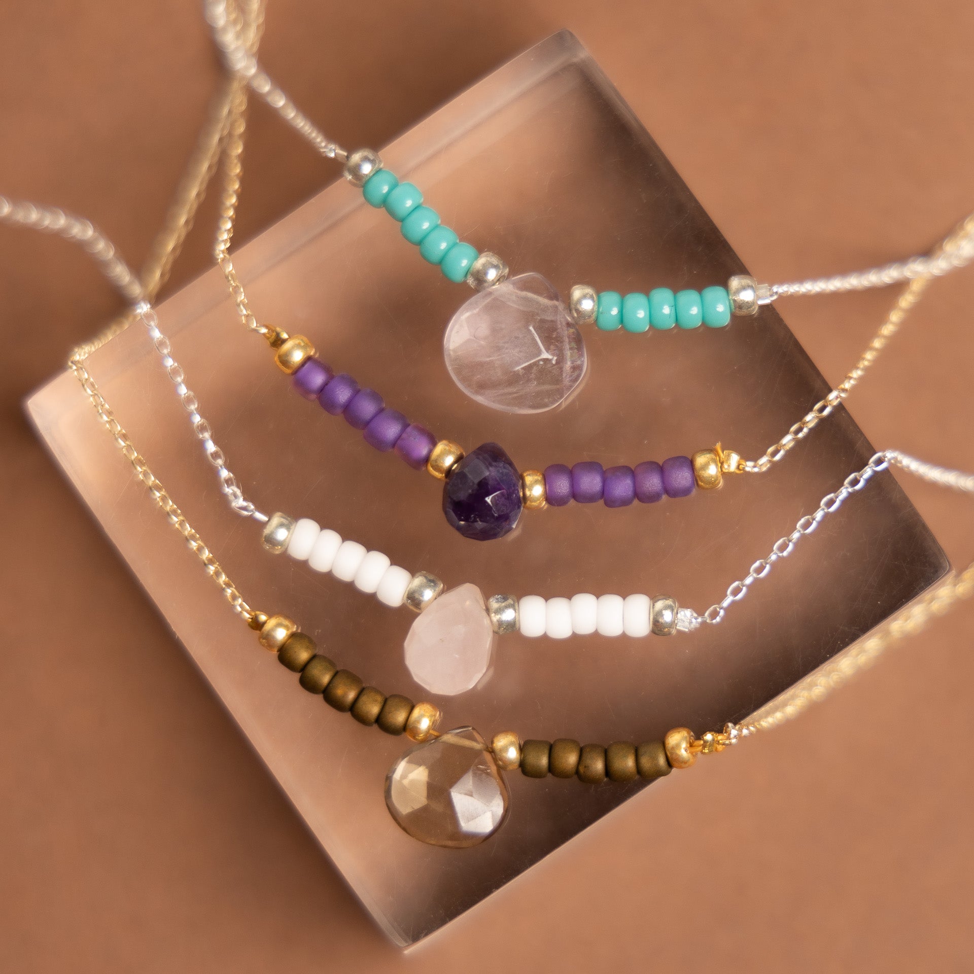 Healing Crystal Sterling Silver / Gold-Plated Necklaces (assorted)