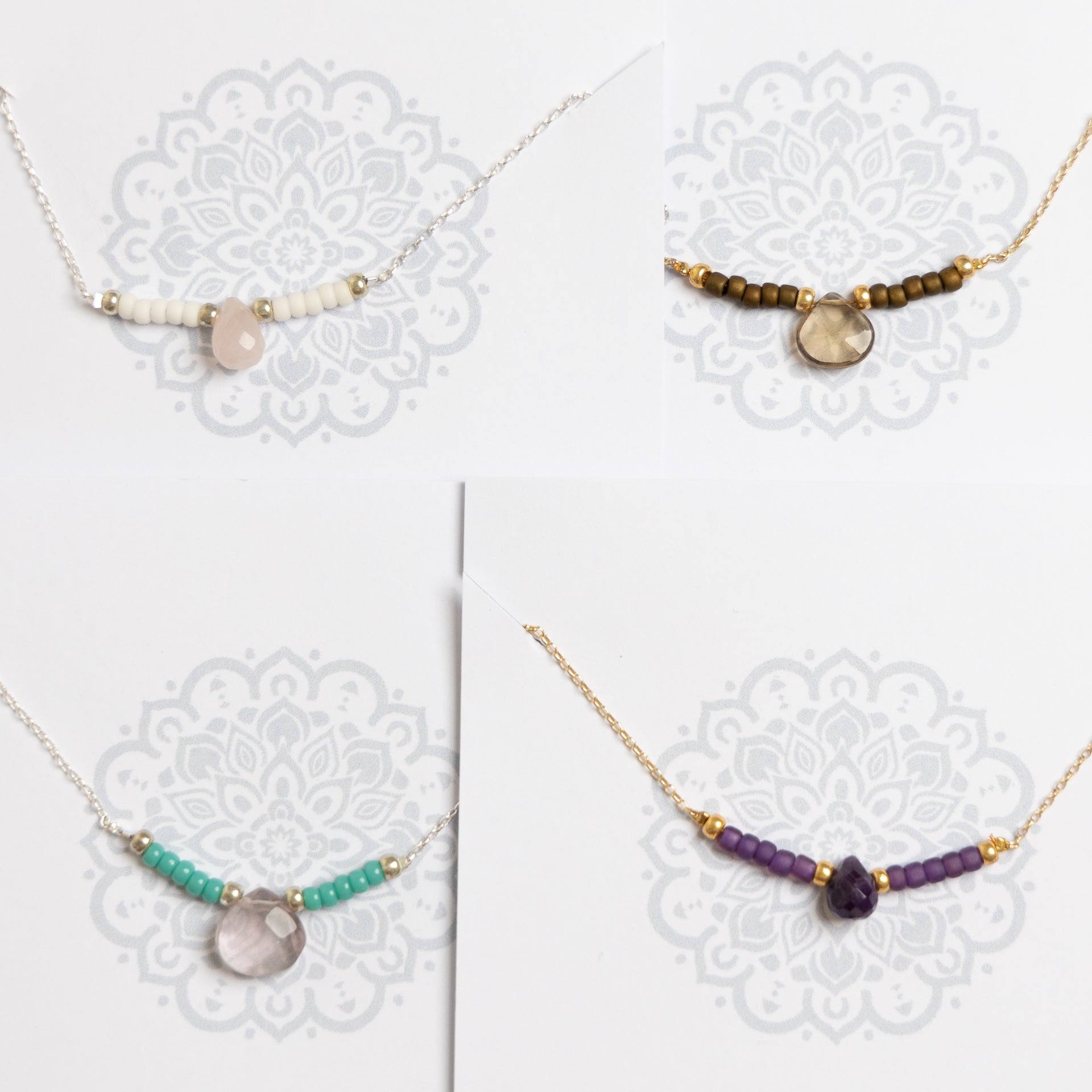 Healing Crystal Sterling Silver / Gold-Plated Necklaces (assorted)