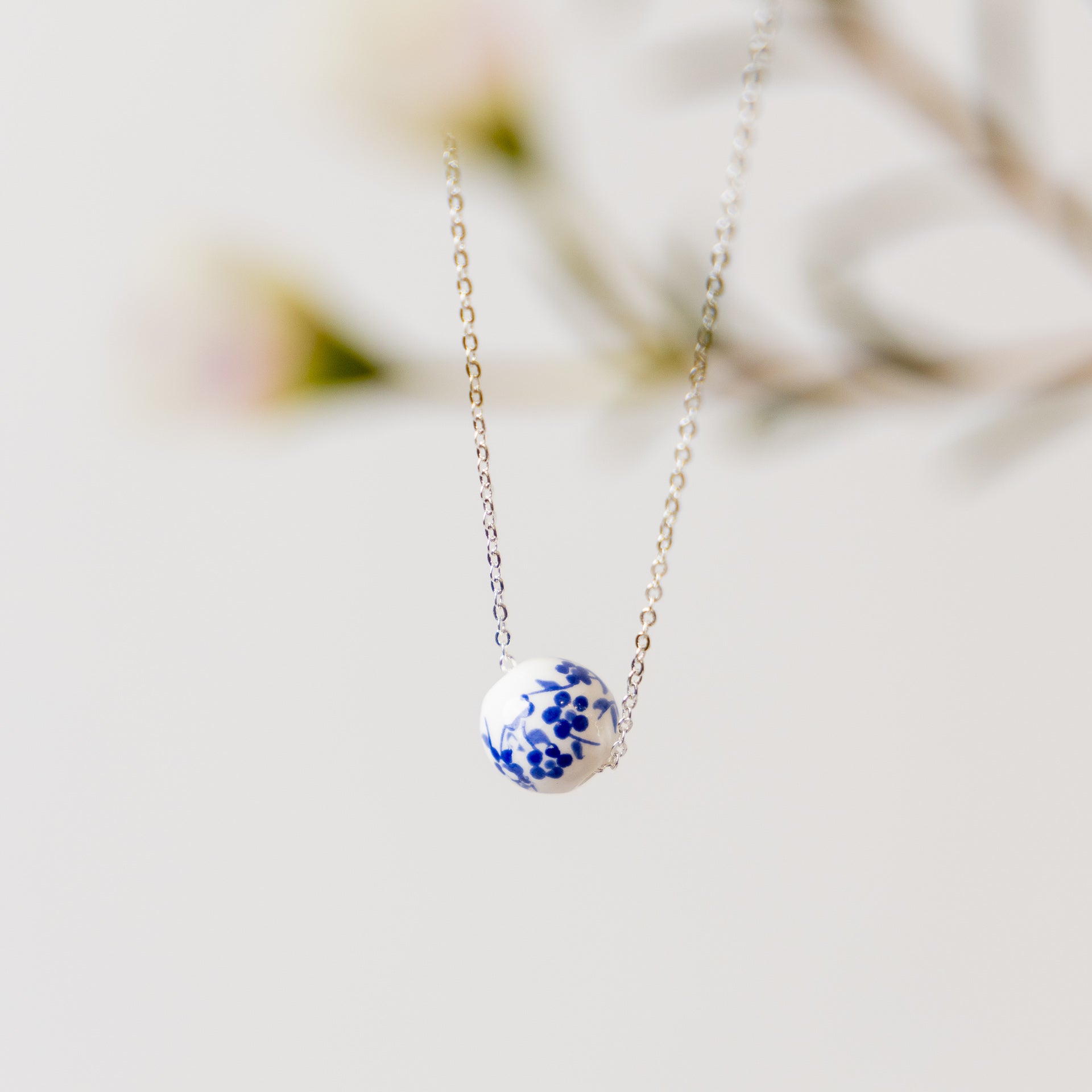 Floral Ceramic Bead Necklace