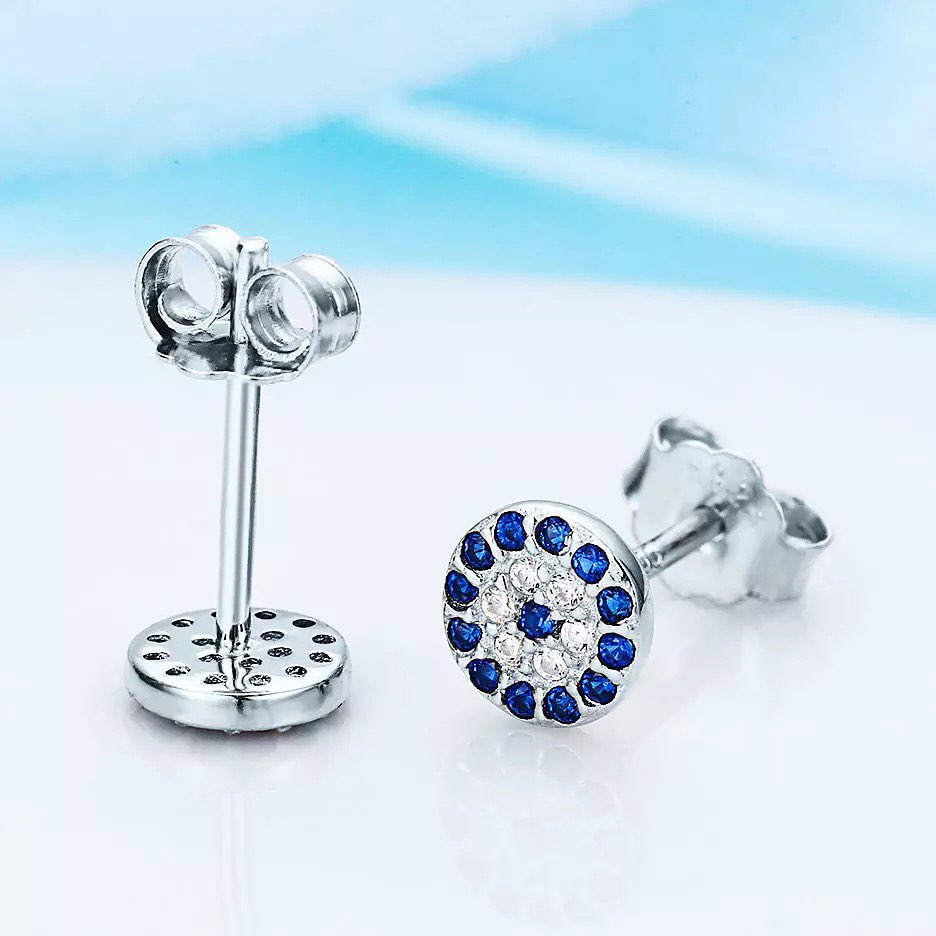 Sterling Silver Evil Eye Mini Stud Earrings