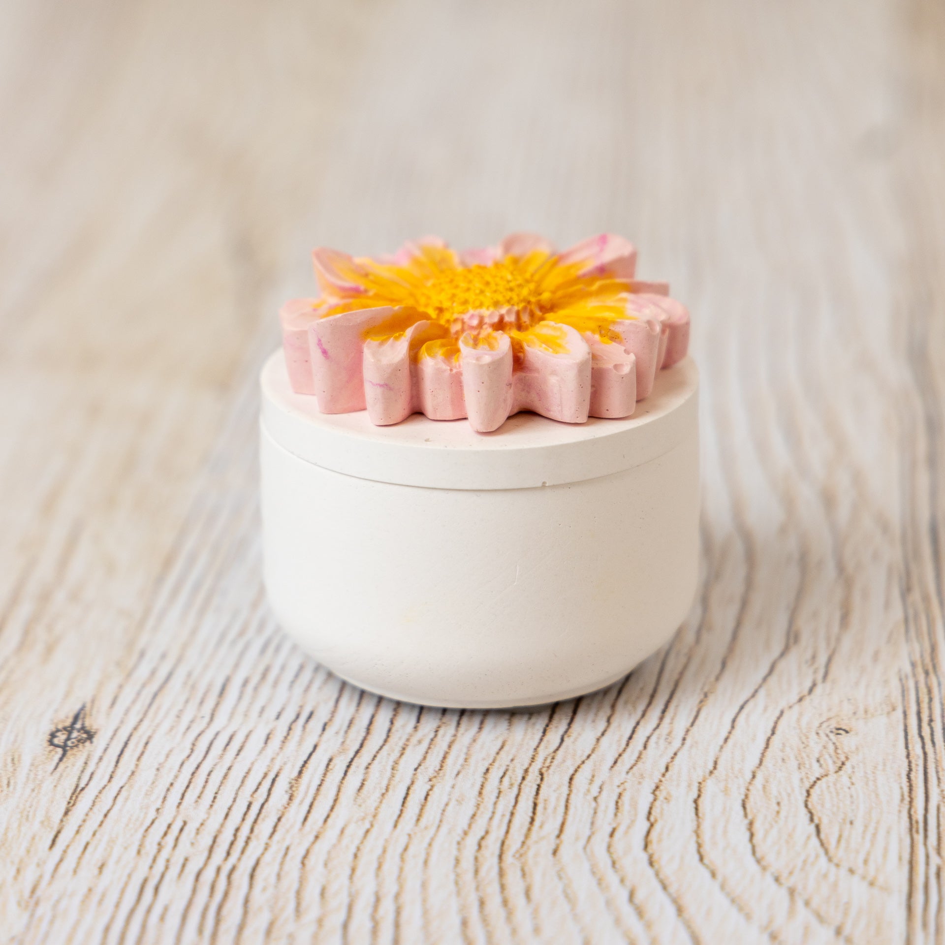 Mini Trinket Box with Pink Daisy Lid