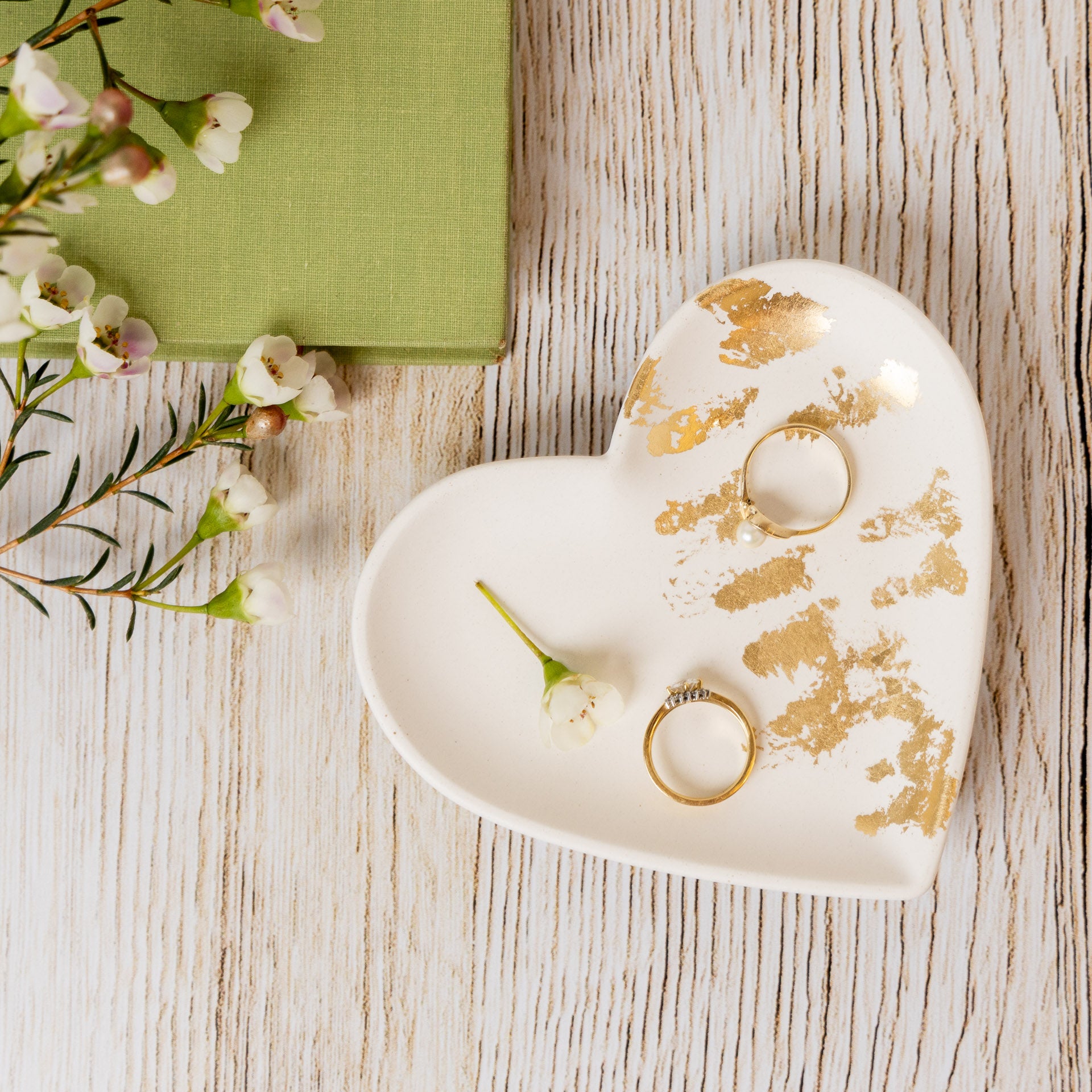 Heart-Shaped Trinket Tray with Gold Foil