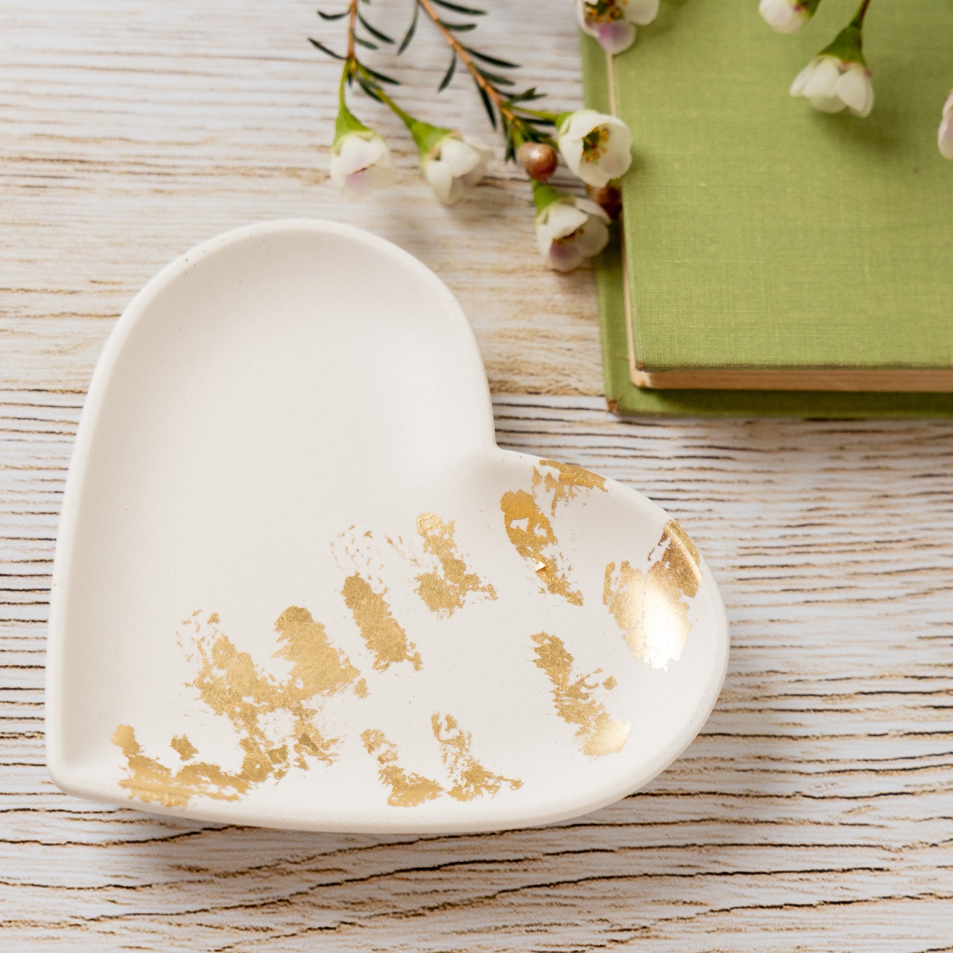 Heart-Shaped Trinket Tray with Gold Foil