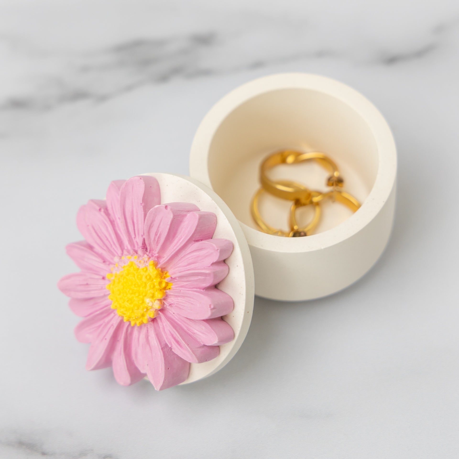 Mini Trinket Box with Pink Daisy Lid