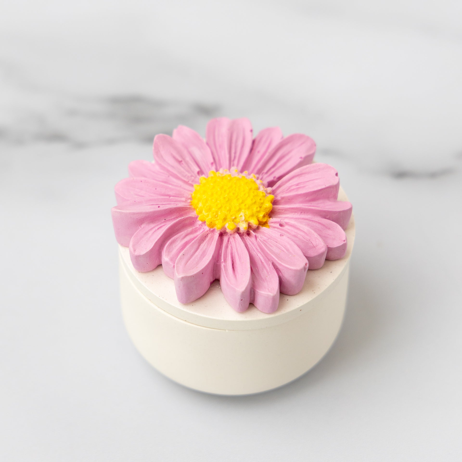 Mini Trinket Box with Pink Daisy Lid