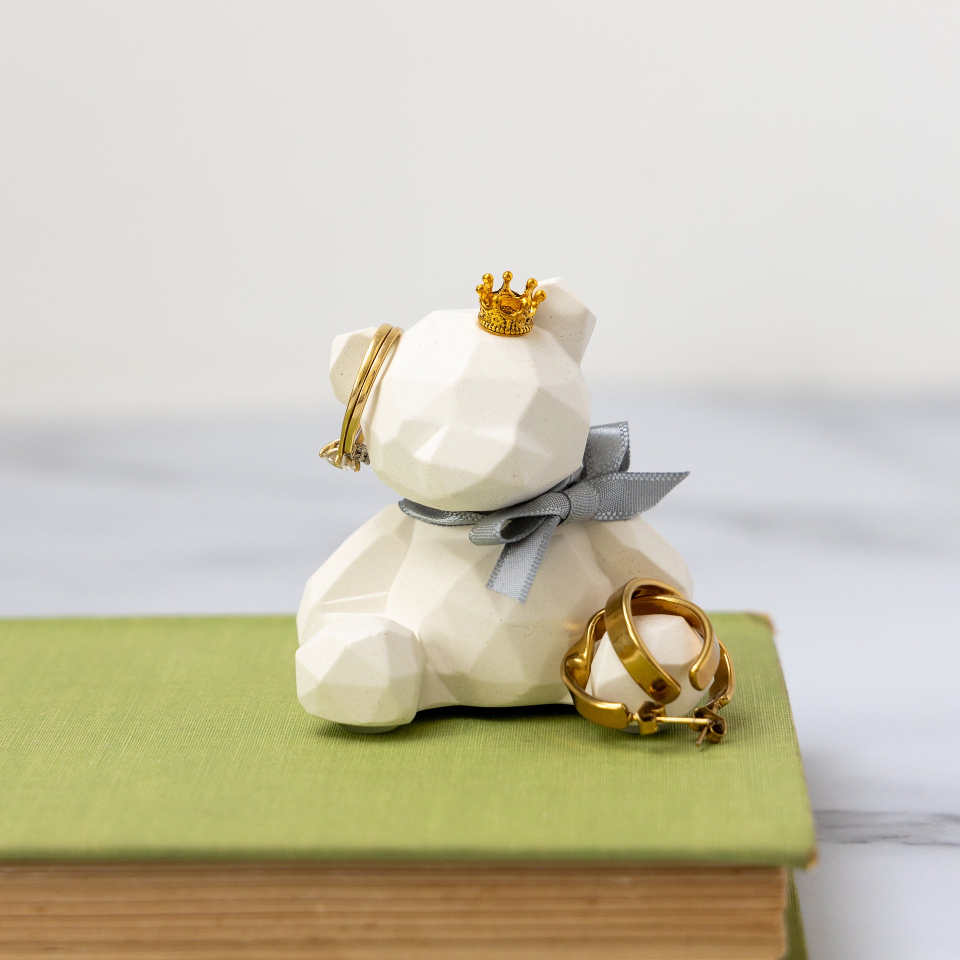 Asymmetrical Bear with Crown Trinket Tray Accessory