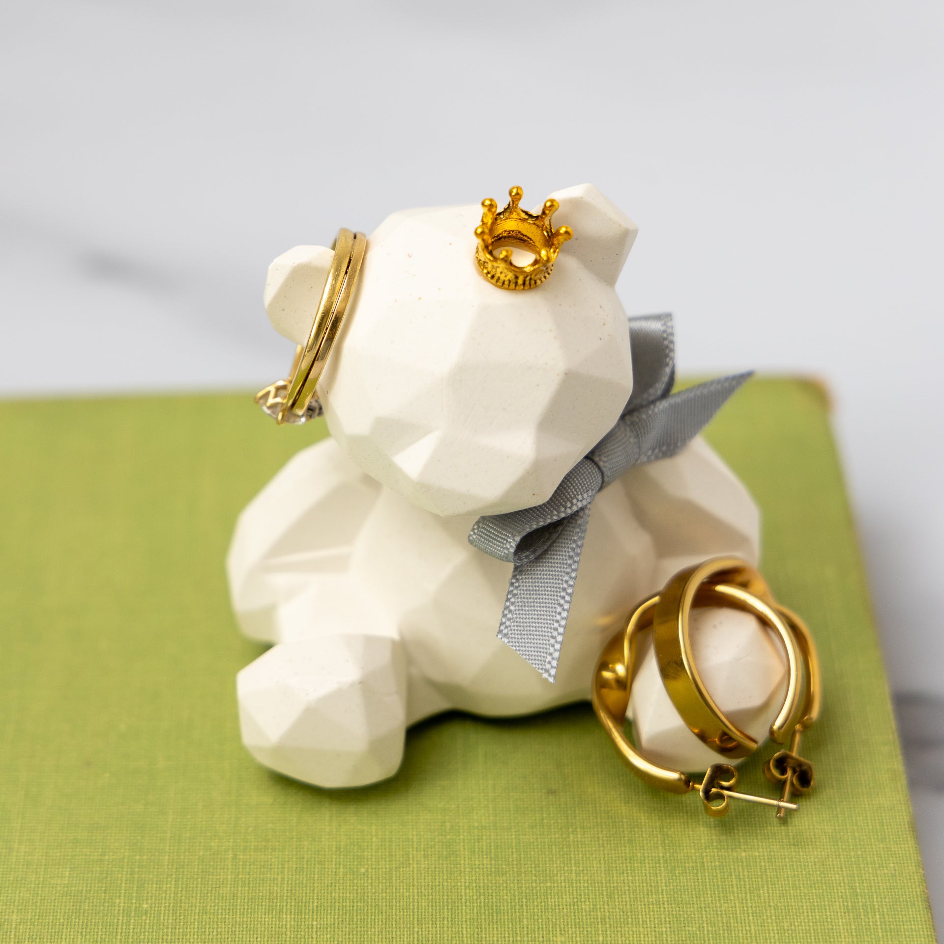 Asymmetrical Bear with Crown Trinket Tray Accessory