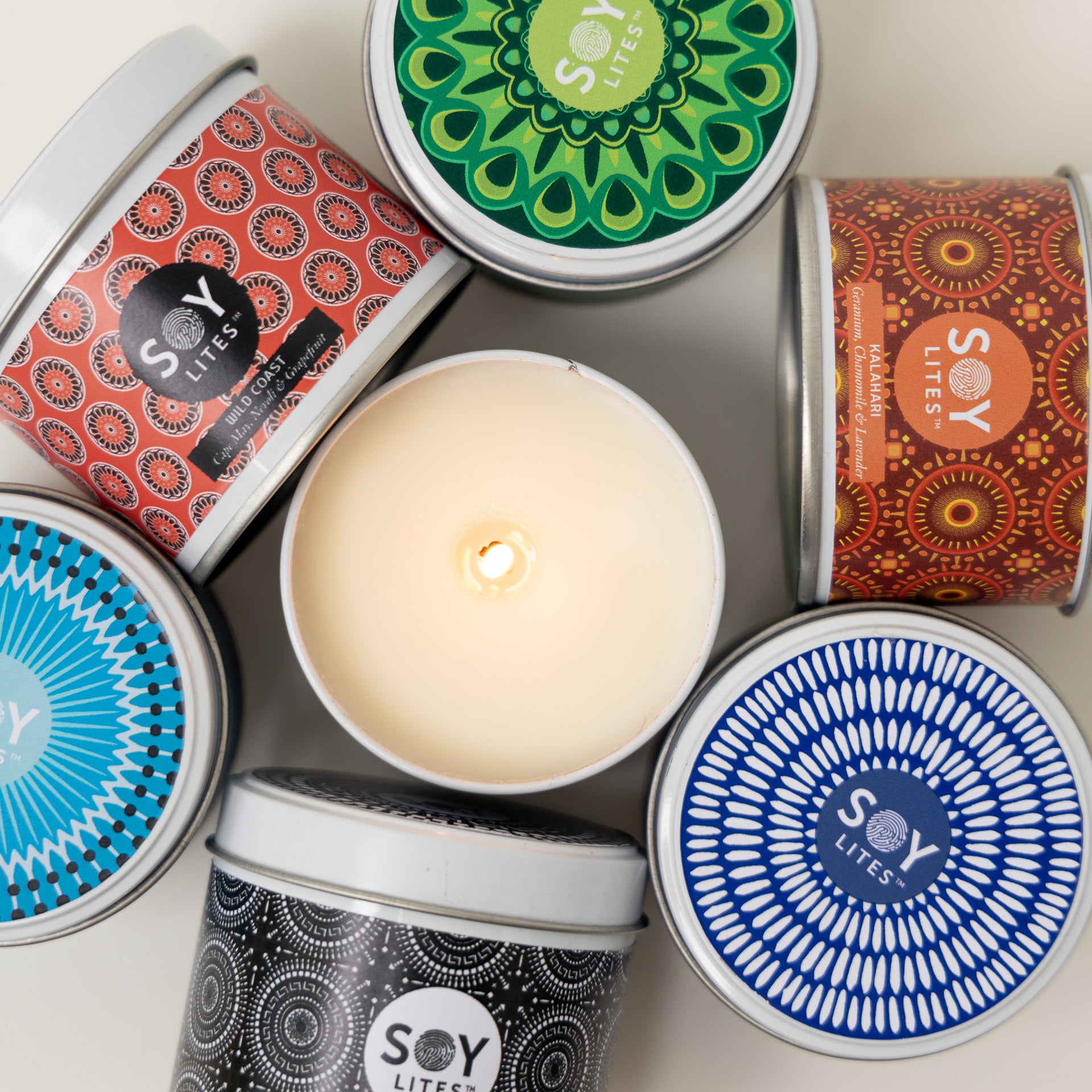 Soylites Shweshwe Maxi Lites Candles (assorted designs)