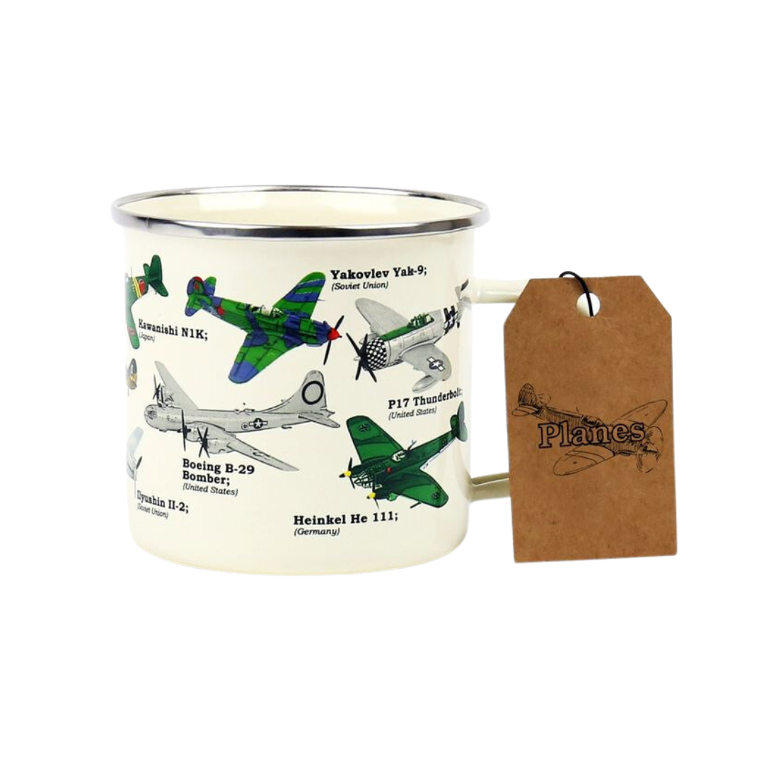 Enamel Mug with Aeroplane Design