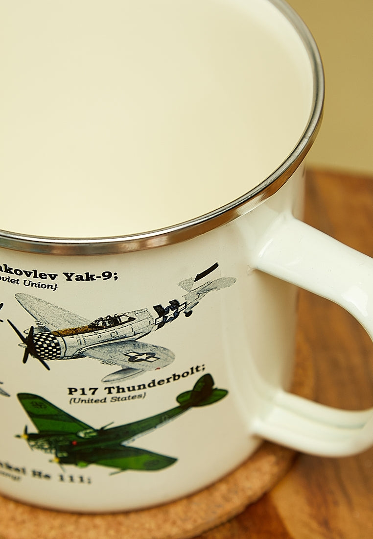 Enamel Mug with Aeroplane Design