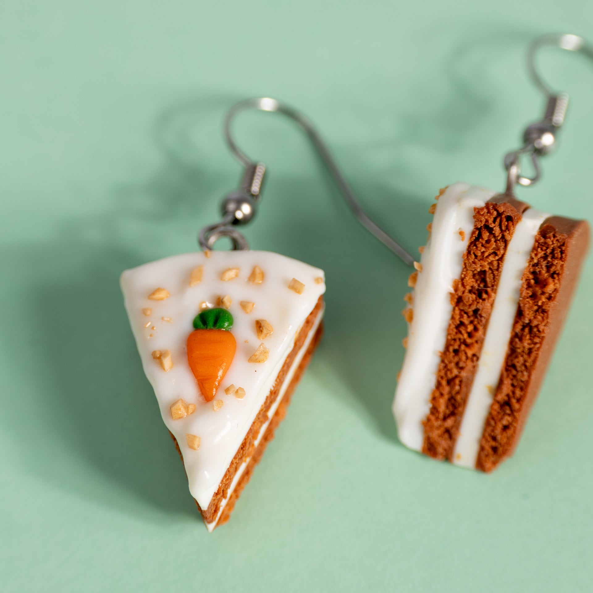 Carrot Cake Slice Dangle Earrings