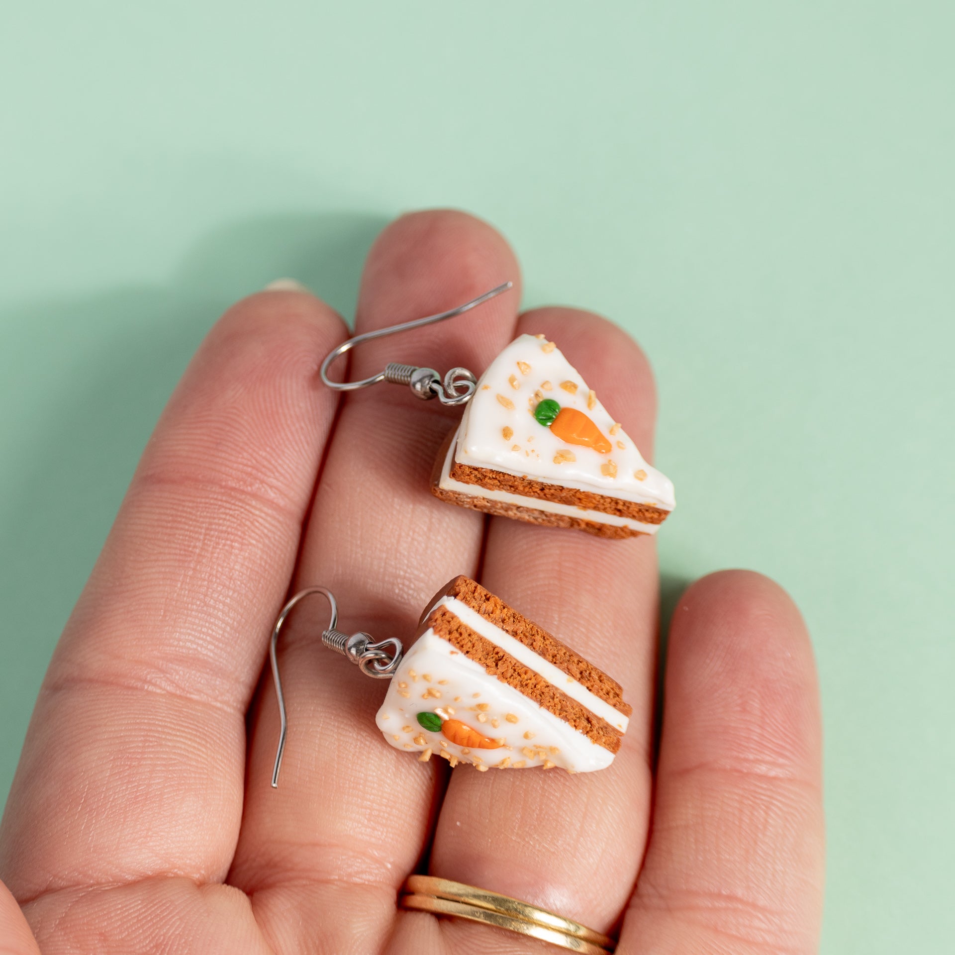 Carrot Cake Slice Dangle Earrings