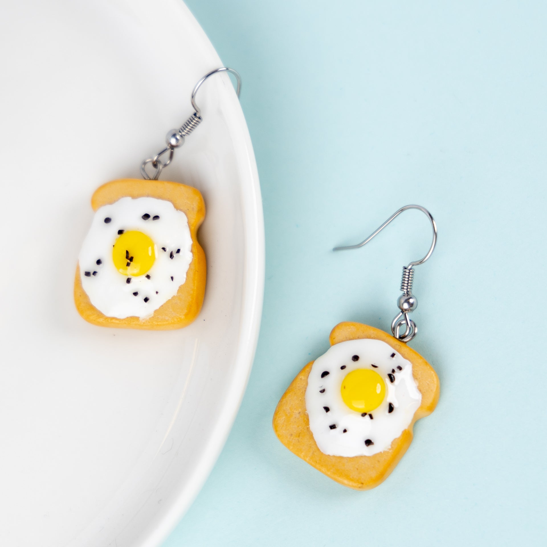 Egg on Toast Dangle Earrings