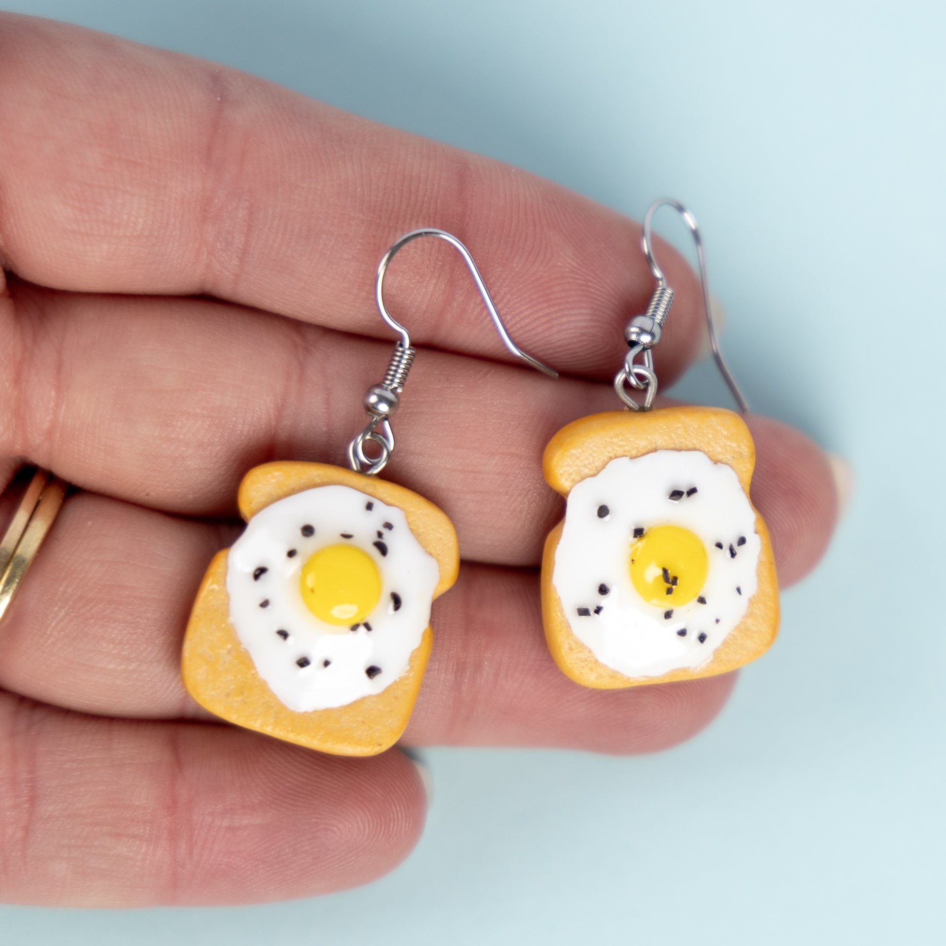 Egg on Toast Dangle Earrings