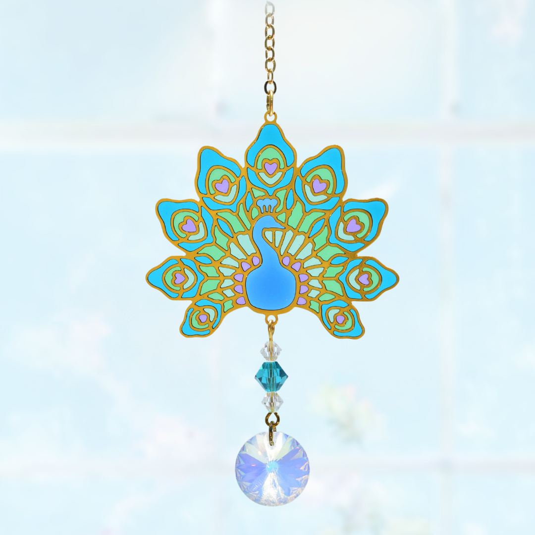 Crystal Dreams Peacock Suncatcher (assorted colours)