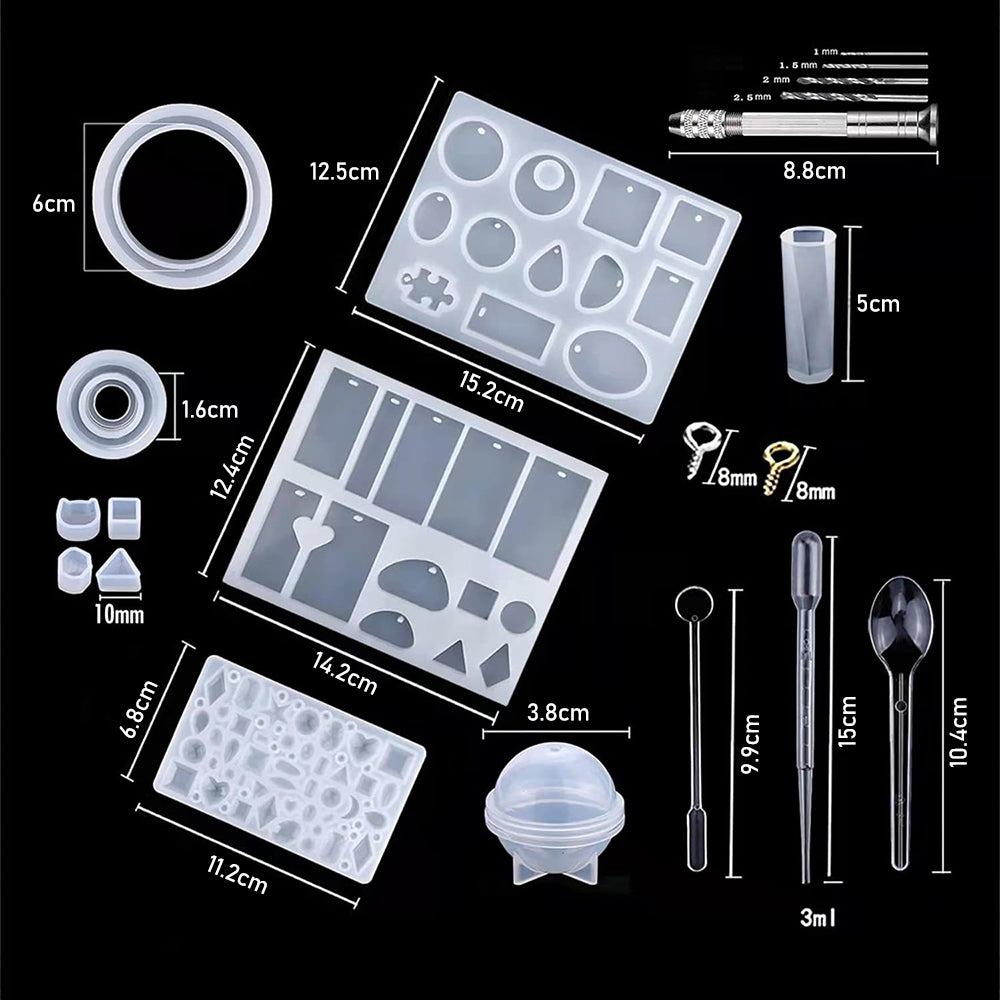 Silicone Moulds for DIY Resin Jewellery Making (94 piece starter kit)