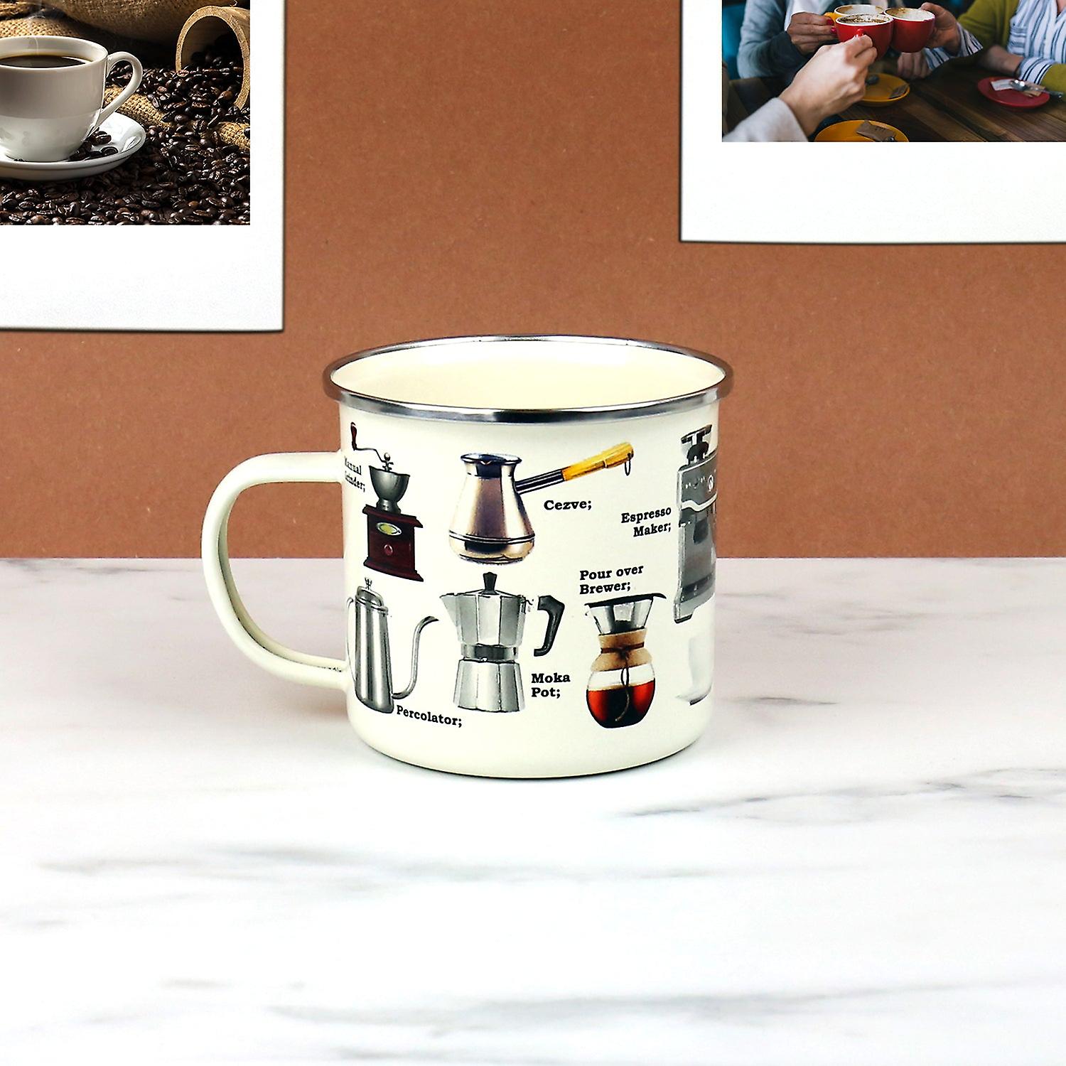 Enamel Mug with Coffee Design