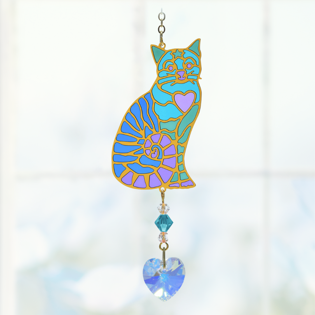 Crystal Dreams Sitting Cat Suncatcher (assorted colours)