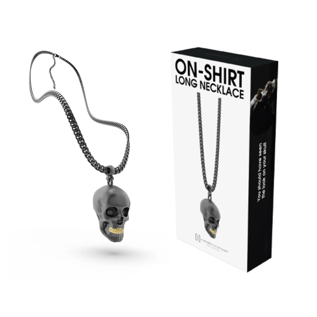 On-Shirt Long Skull Necklace (unisex)