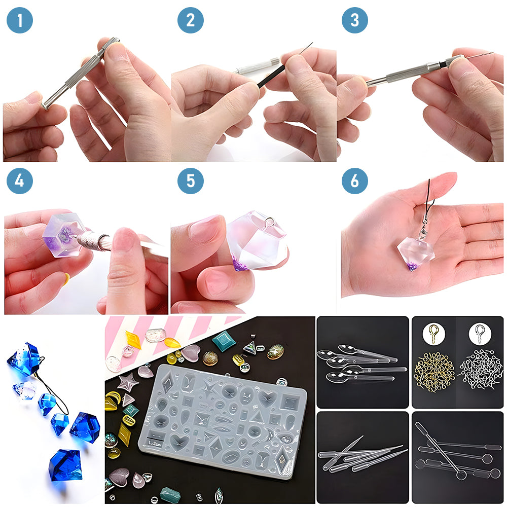 Silicone Moulds for DIY Resin Jewellery Making (94 piece starter kit)