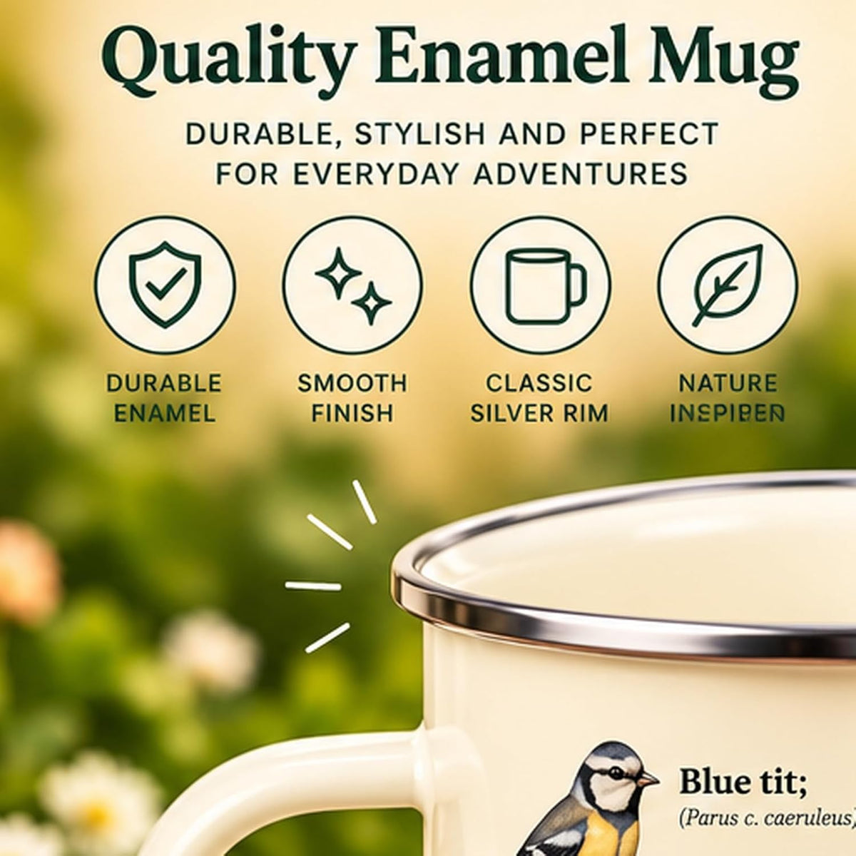 Garden Birds Enamel Mug