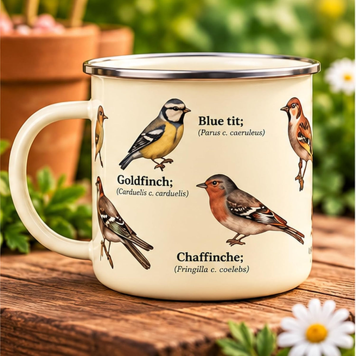 Garden Birds Enamel Mug