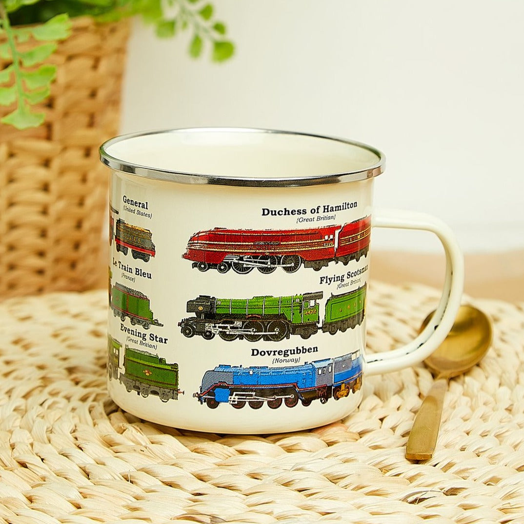 Enamel Mug with Train Design