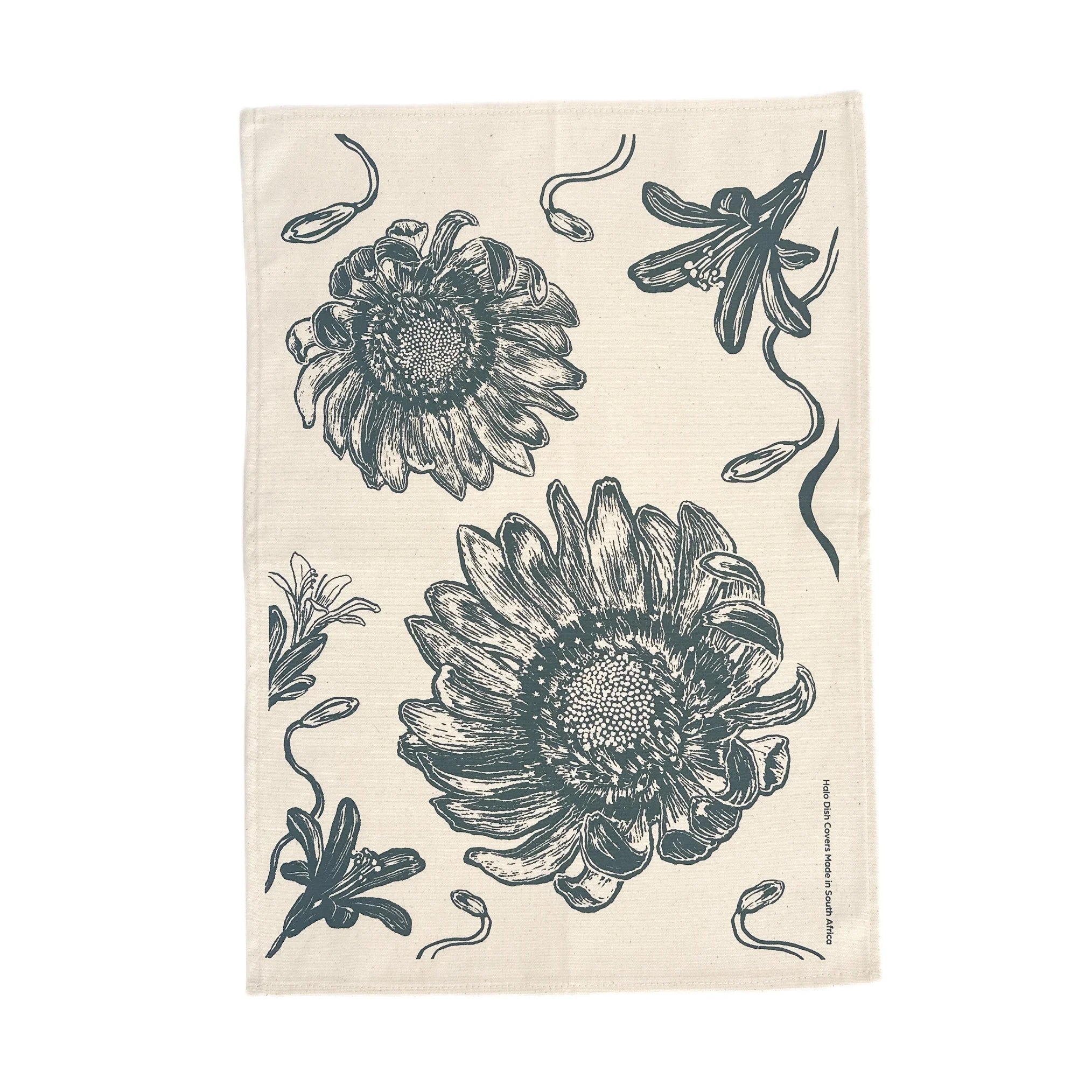 African Flower Cotton Tea Towel (assorted colours)