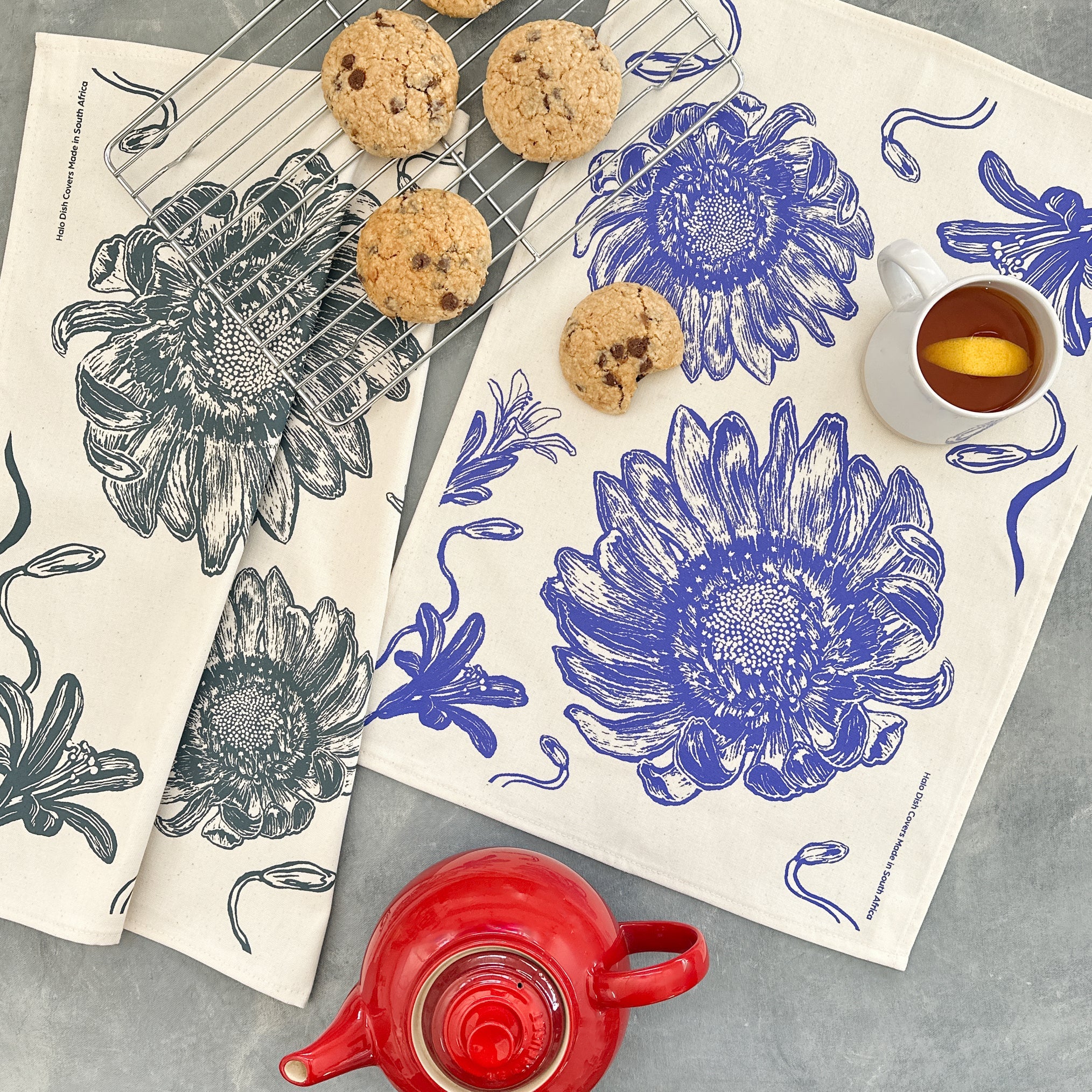 African Flower Cotton Tea Towel (assorted colours)