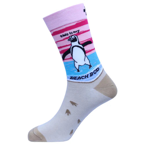 Men's "Beach Bod" Penguin Cotton Socks