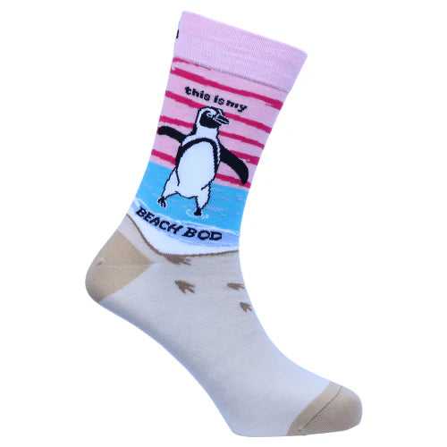 Men's "Beach Bod" Penguin Cotton Socks