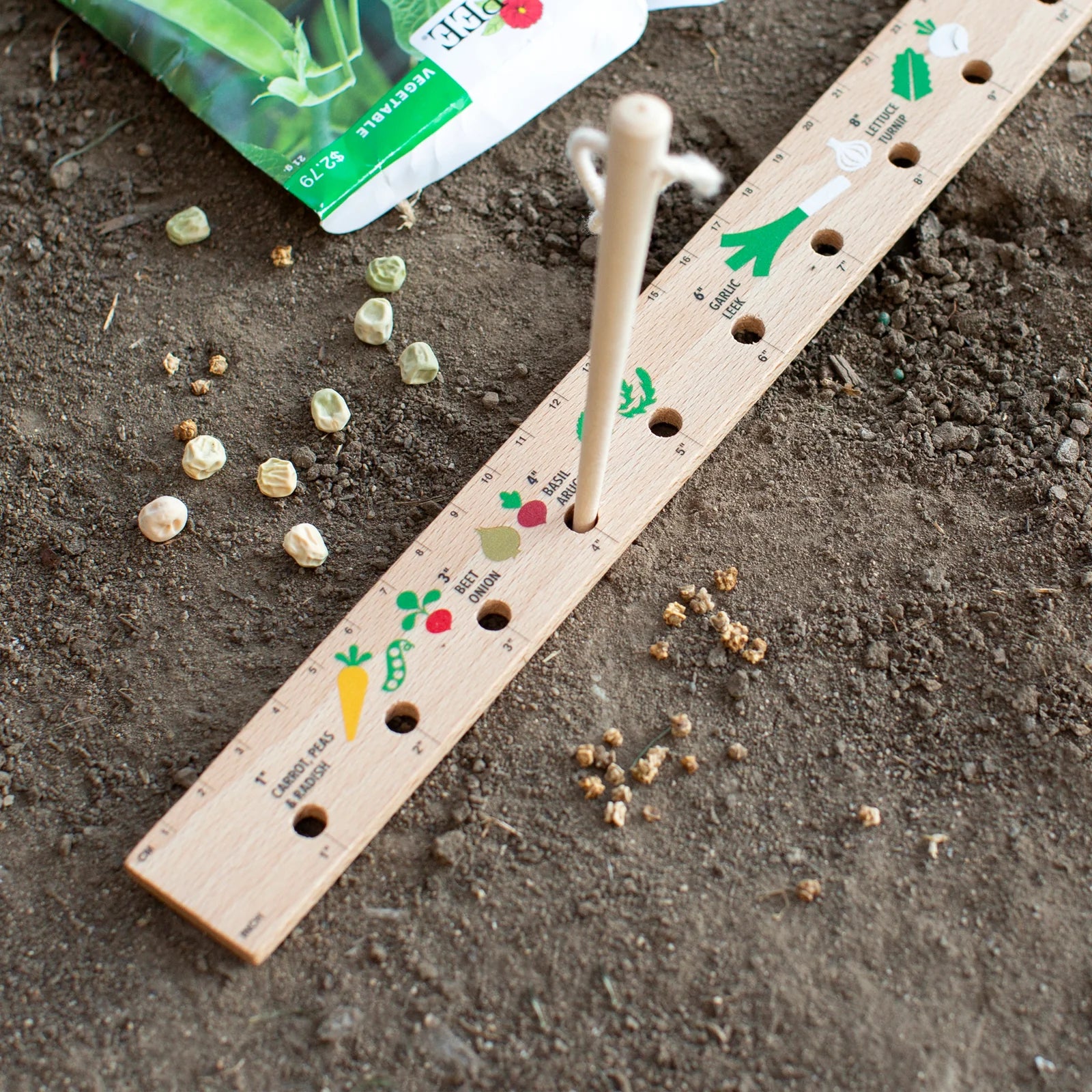 Seeding Ruler and Dibber Gardening Tool