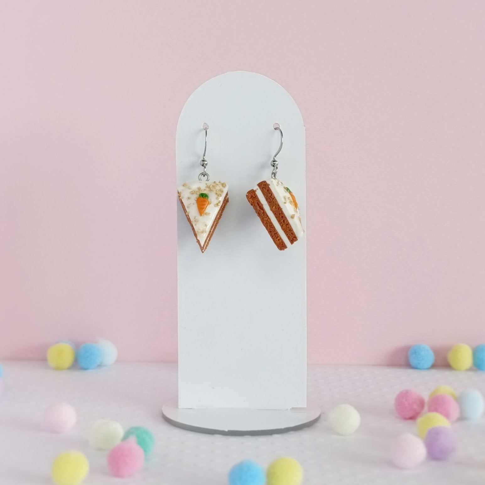 Carrot Cake Slice Dangle Earrings