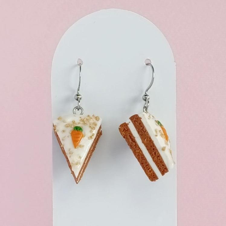 Carrot Cake Slice Dangle Earrings