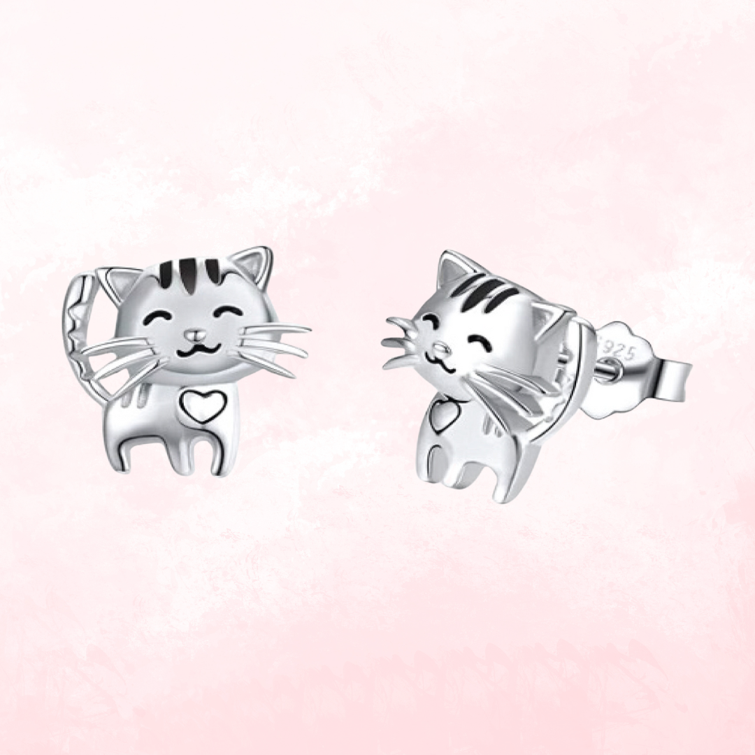 Sterling Silver Kids' Kitty Studs